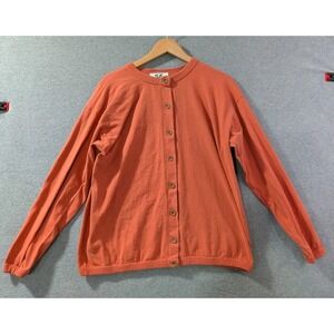 Vintage SK Sport USA Made Women's Cardigan Sweater Est Size XL Coral Cottagecore